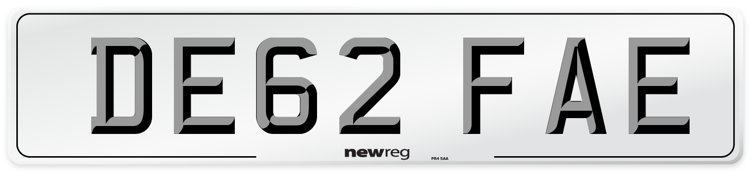 DE62 FAE Number Plate from New Reg